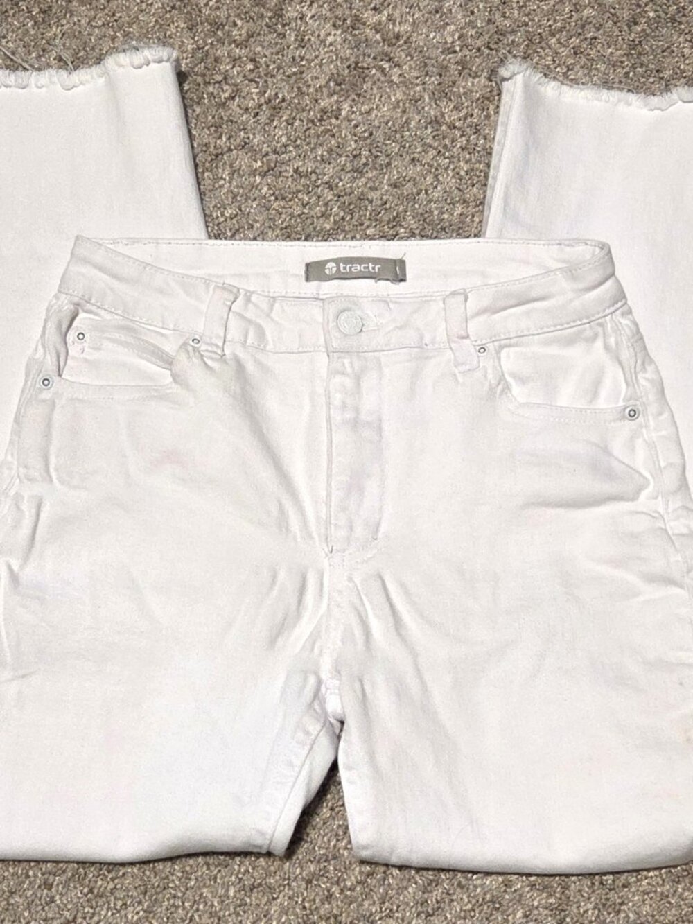 Tractr Girls Size 14 White Denim Cropped Cut-off Ankle Hem - Excellent Condition